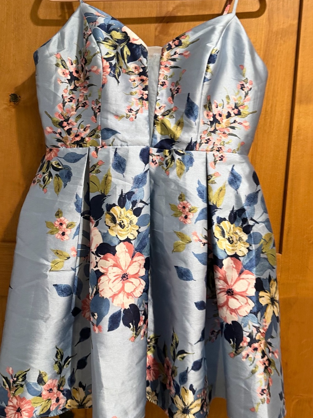 Teeze Me Light Blue Floral Fit-and-Flare Mini Dress